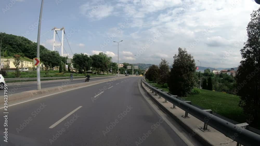 Pov driive of exiting from Bosphorus bridge highway Pov driive of exiting from Bosphorus bridge highway