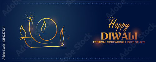 illustration of burning diya on happy Diwali Holiday background for light festival of India