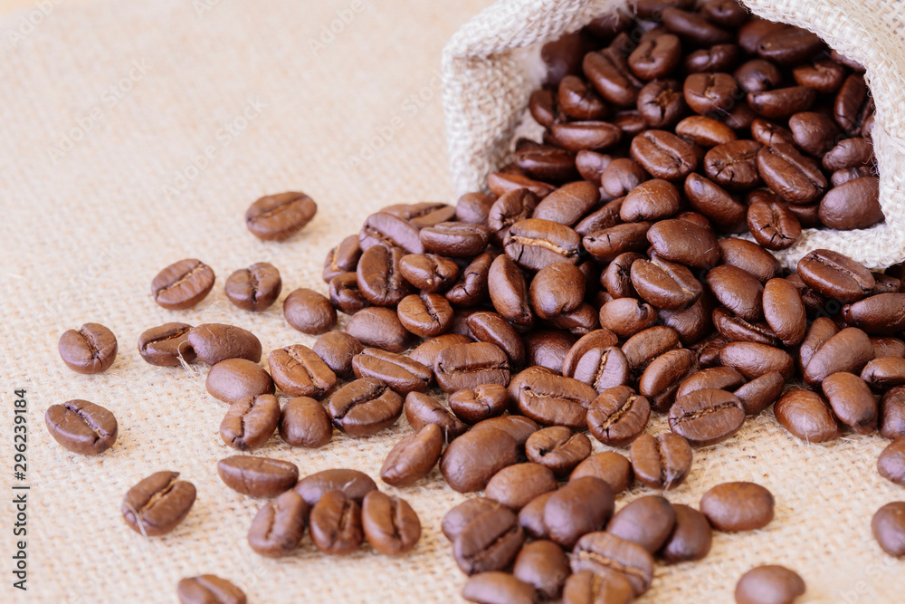 brown arabica coffee beans with coffee sack brown arabica coffee beans with coffee sack