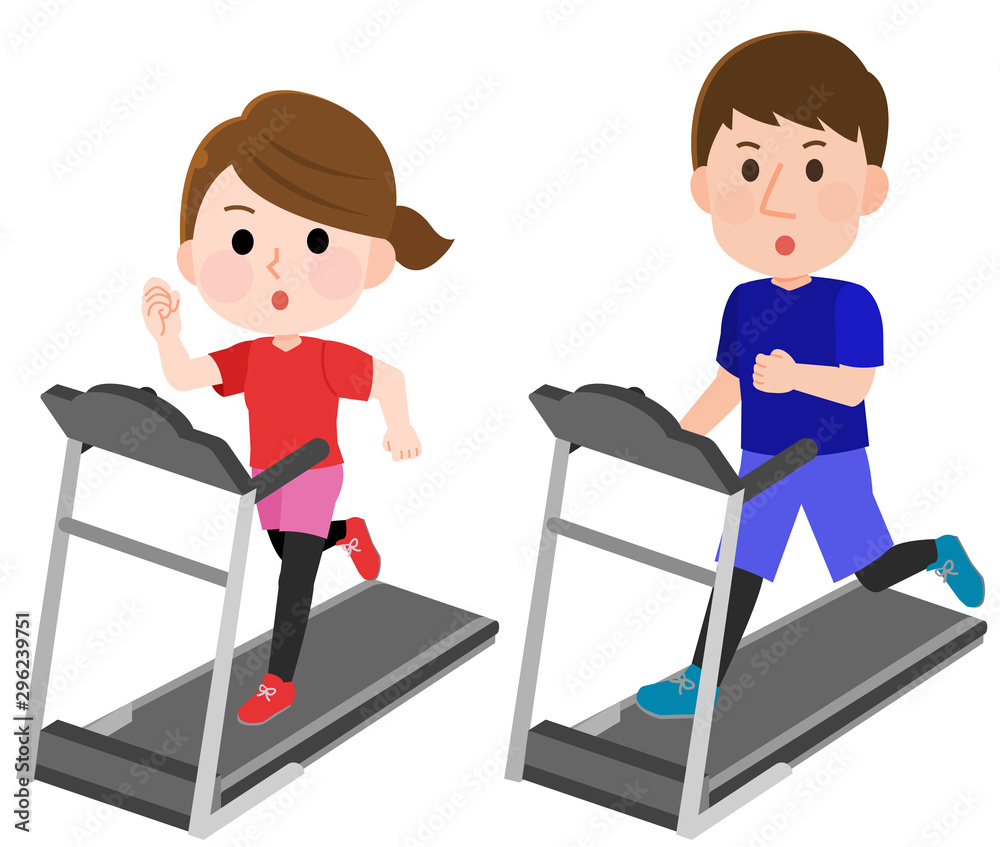 ランニングマシン 運動する男女 イラスト Stock Vector Adobe Stock