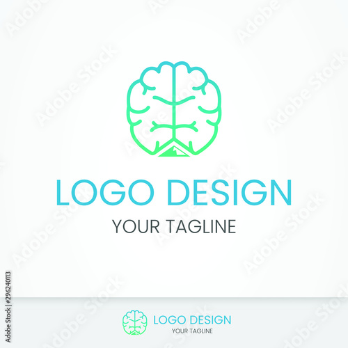 Brain minimalist logo design idea