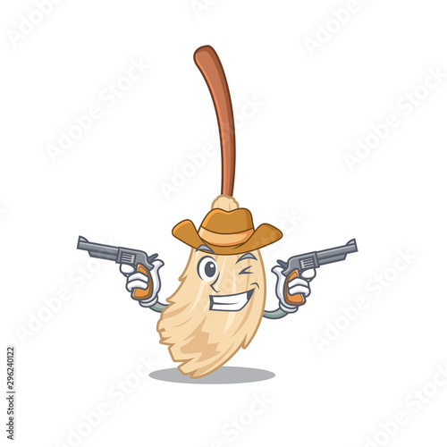 Cowboy broom with in a the cartoon