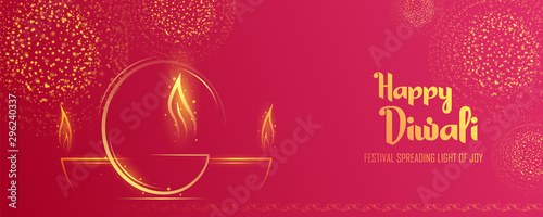 illustration of burning diya on happy Diwali Holiday background for light festival of India