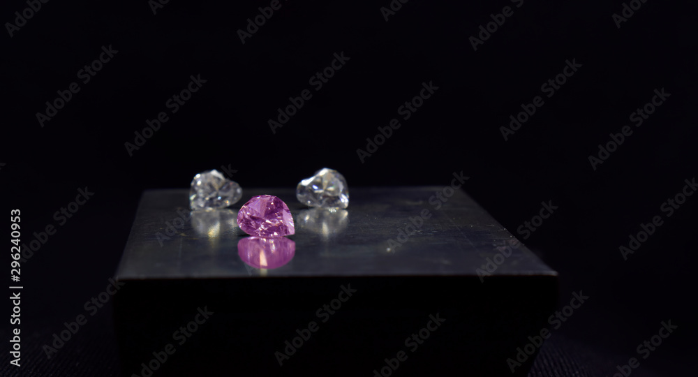 Obraz premium Heart colored diamonds are rare and expensive diamonds, especially pink. For making ornaments