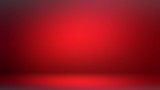 Attractive red room 3d background. Low light and shade vignette. Dramatic interior. Ruby color.