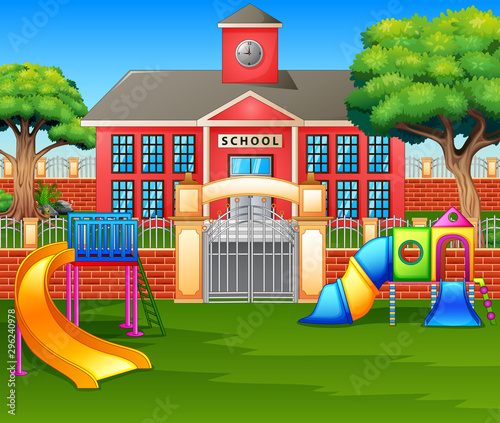 Kids playground area in front the school yard