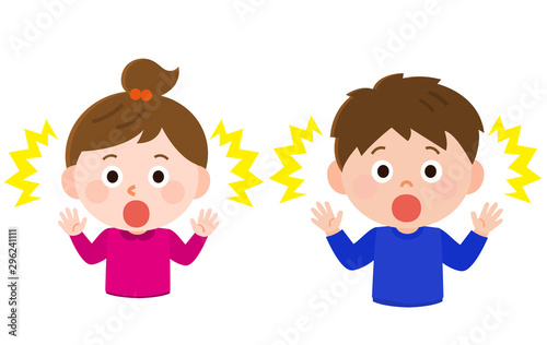 驚く　男の子　女の子　イラスト
