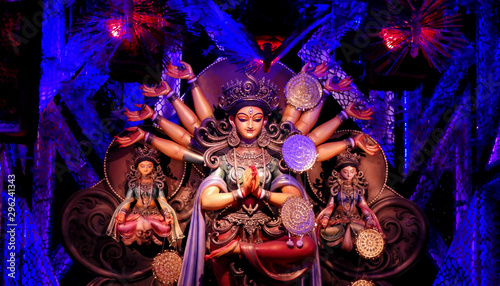 Non conventional Durga idol captured during durga Puja at Kolkata.