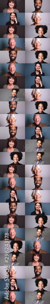 Group of 6 different people in front of a colored background Group of 6 different people in front of a colored background