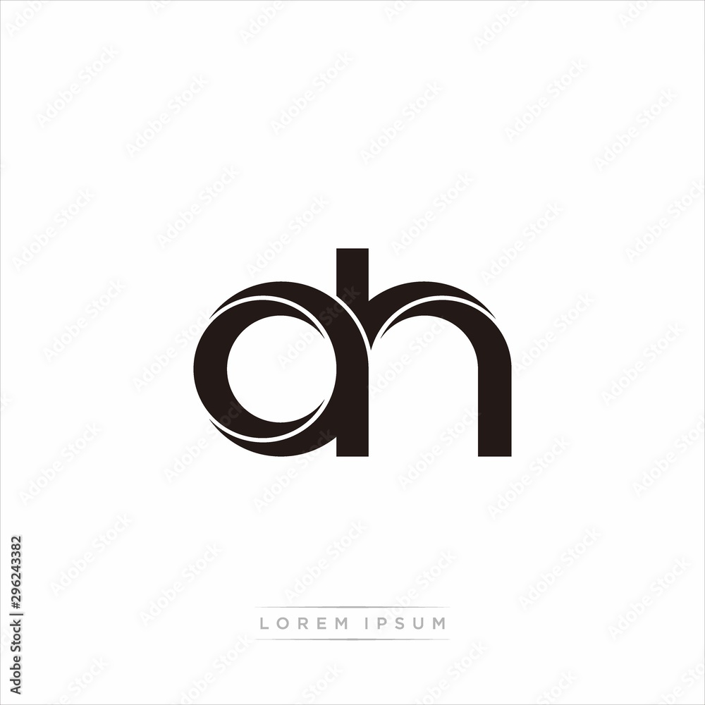 ah Initial Letter Split Lowercase Modern Monogram linked outline rounded logo