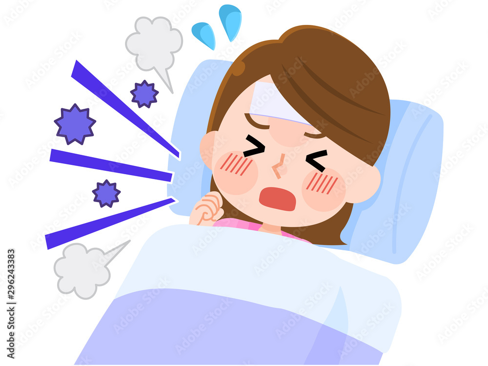 風邪 咳 喉が痛い イラスト Stock Vector Adobe Stock