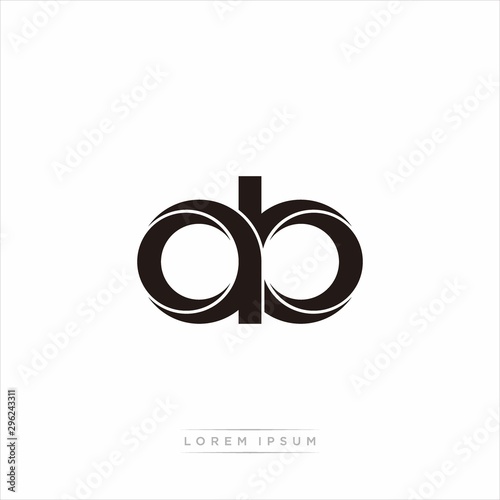 ab Initial Letter Split Lowercase Modern Monogram linked outline rounded logo