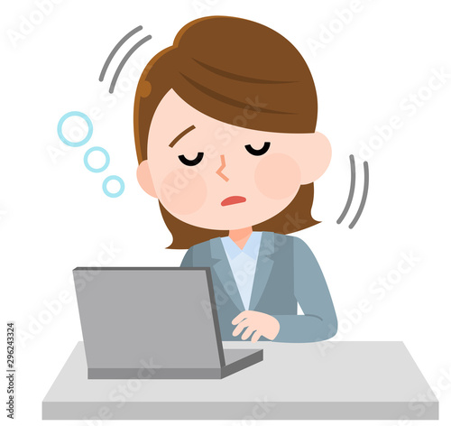 うたた寝する会社員女性　イラスト