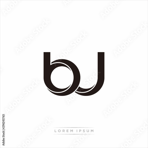 bj Initial Letter Split Lowercase Modern Monogram linked outline rounded logo