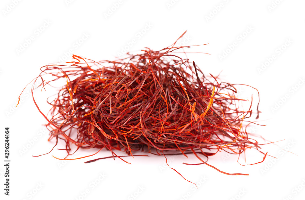 Naklejka premium Red chili pepper threads isolated on white background. Lot of whole red chili pepper threads.