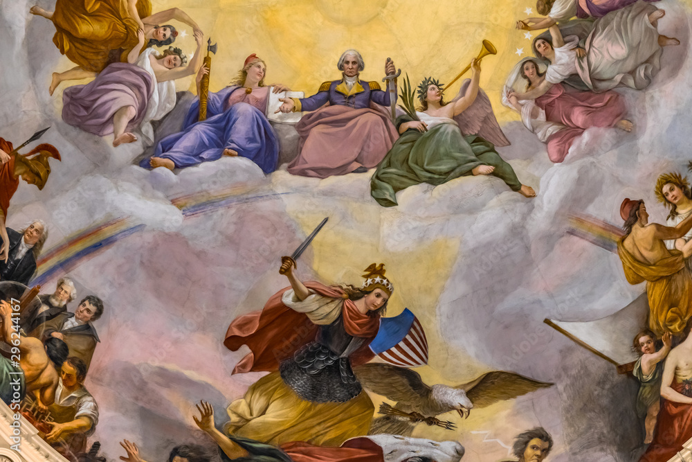 George Washington Lady Liberty Apothesis US Capitol Dome Rotunda Washington DC George Washington Lady Liberty Apothesis US Capitol Dome Rotunda Washington DC