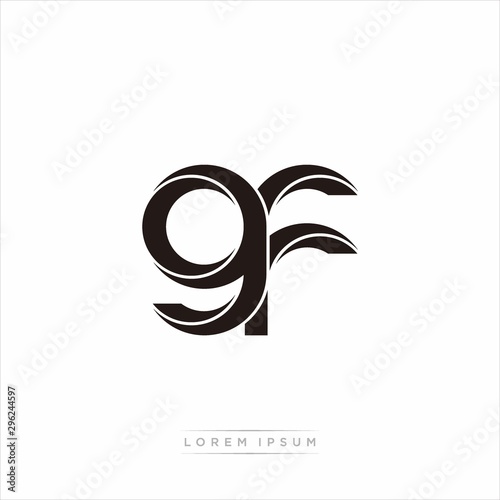 gf Initial Letter Split Lowercase Modern Monogram linked outline rounded logo