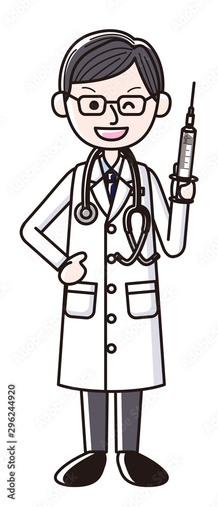 注射器を持った医者