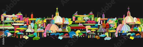 Cityscape background, seamless pattern for your design