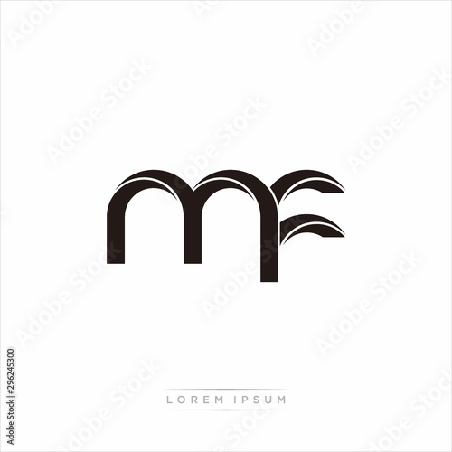 mf Initial Letter Split Lowercase Modern Monogram linked outline rounded logo