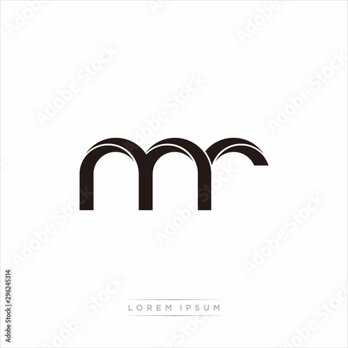 mr Initial Letter Split Lowercase Modern Monogram linked outline rounded logo
