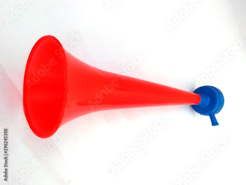 blank vuvuzela stadium plastic horn.fan vuvuzela trumpet isolated on white background