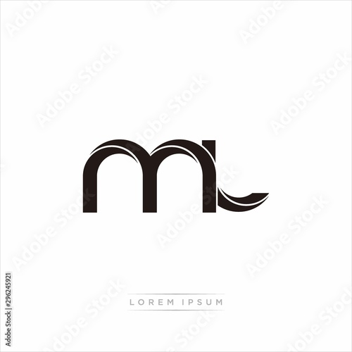 ml Initial Letter Split Lowercase Modern Monogram linked outline rounded logo