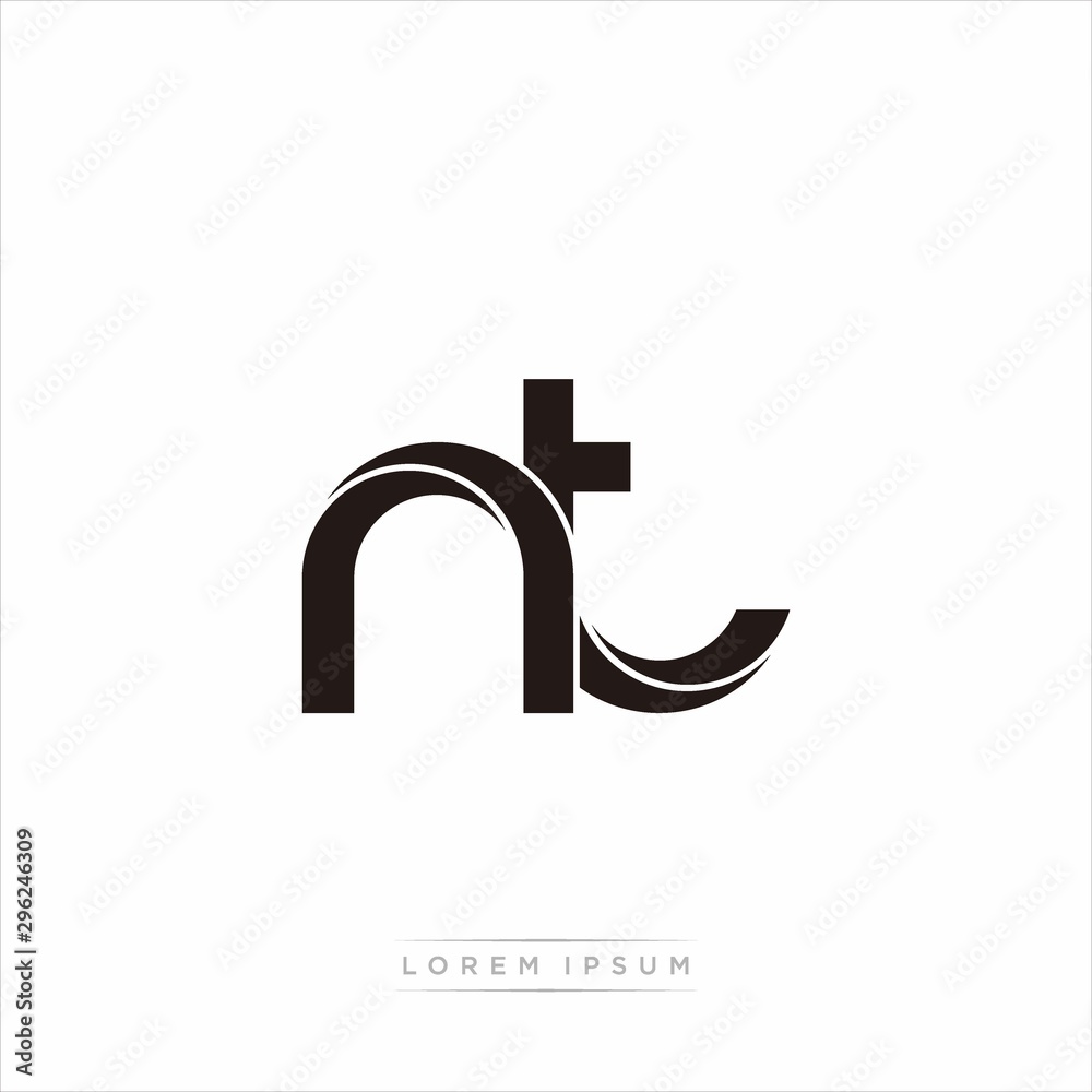 nt Initial Letter Split Lowercase Modern Monogram linked outline rounded logo nt Initial Letter Split Lowercase Modern Monogram linked outline rounded logo