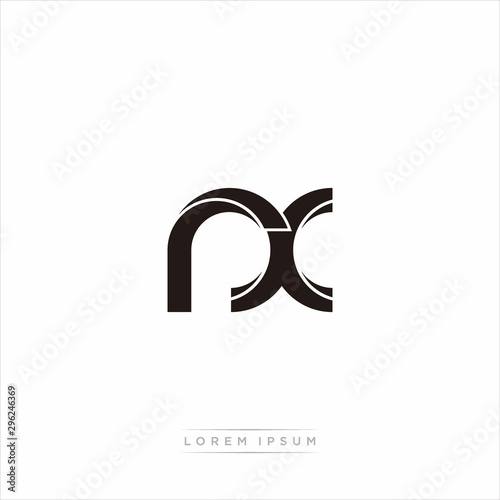 rx Initial Letter Split Lowercase Modern Monogram linked outline rounded logo