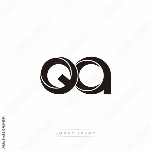 qa Initial Letter Split Lowercase Modern Monogram linked outline rounded logo