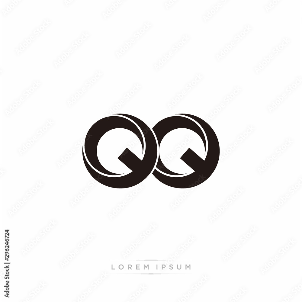 QQ Initial Letter Split Lowercase Modern Monogram linked outline rounded logo QQ Initial Letter Split Lowercase Modern Monogram linked outline rounded logo