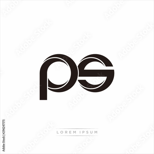 ps Initial Letter Split Lowercase Modern Monogram linked outline rounded logo
