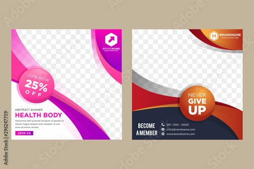 Social Media Advertising Banner Layouts Set With Gradient dark and bright Wave Elements. Collection Vector Background. Summer Sale Square Pack. photo collage. gradient pink, red, and purple colors.