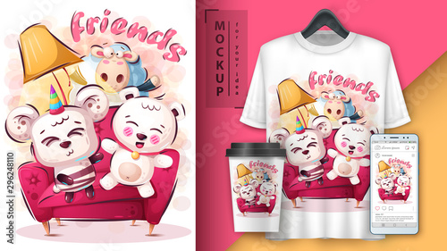 Cute friends poster and merchandising