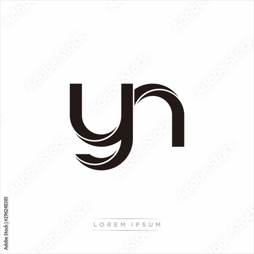 yn Initial Letter Split Lowercase Modern Monogram linked outline rounded logo
