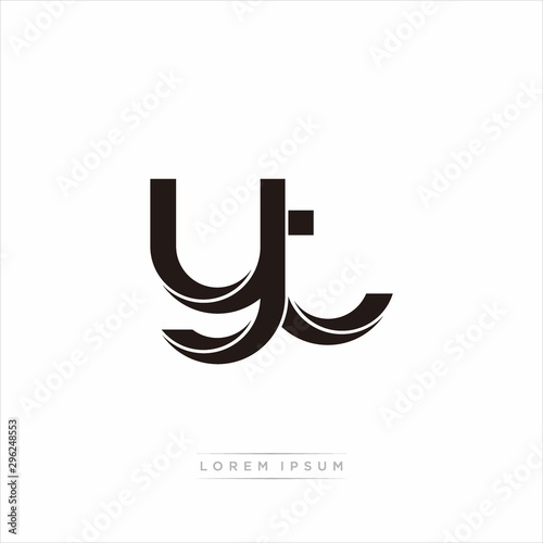 yt Initial Letter Split Lowercase Modern Monogram linked outline rounded logo