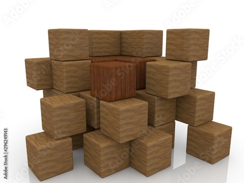 Stacked wooden toy cubes