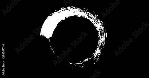 Circle paint from hand drawn brushe stroke,circle frame grunge painting background, high resolution. the gradual appearance of a round frame in a circle