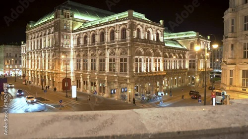 Vienna State Opera at night, central Vienna, Austria photo