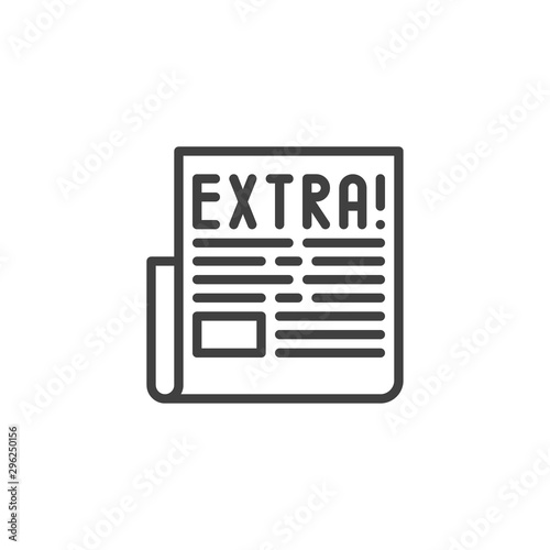 Newspaper extra news line icon. linear style sign for mobile concept and web design. Newspaper headline outline vector icon. Symbol, logo illustration. Vector graphics