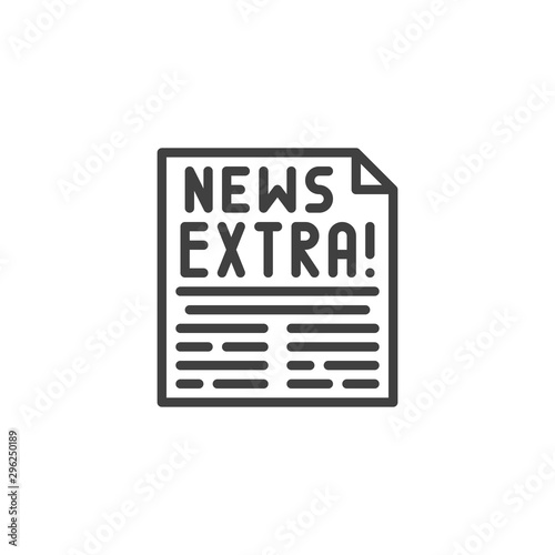 Extra news page line icon. linear style sign for mobile concept and web design. Newspaper article outline vector icon. Symbol, logo illustration. Vector graphics