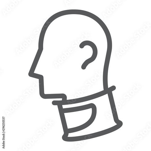 Cervical collar line icon, orthopedic and medical, neck collar sign, vector graphics, a linear pattern on a white background.