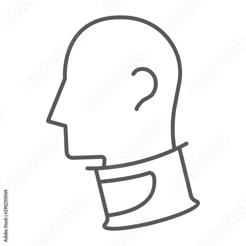Cervical collar thin line icon, orthopedic and medical, neck collar sign, vector graphics, a linear pattern on a white background.