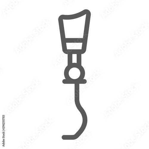 Prosthetic leg line icon, orthopedic and medical, artificial leg sign, vector graphics, a linear pattern on a white background.