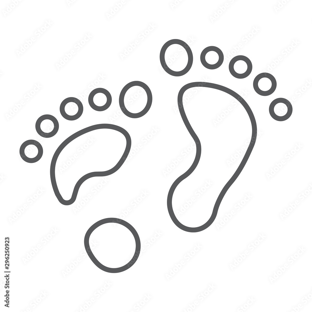 Flat foot thin line icon, orthopedic and medical, barefoot sign, vector graphics, a linear pattern on a white background. Flat foot thin line icon, orthopedic and medical, barefoot sign, vector graphics, a linear pattern on a white background.