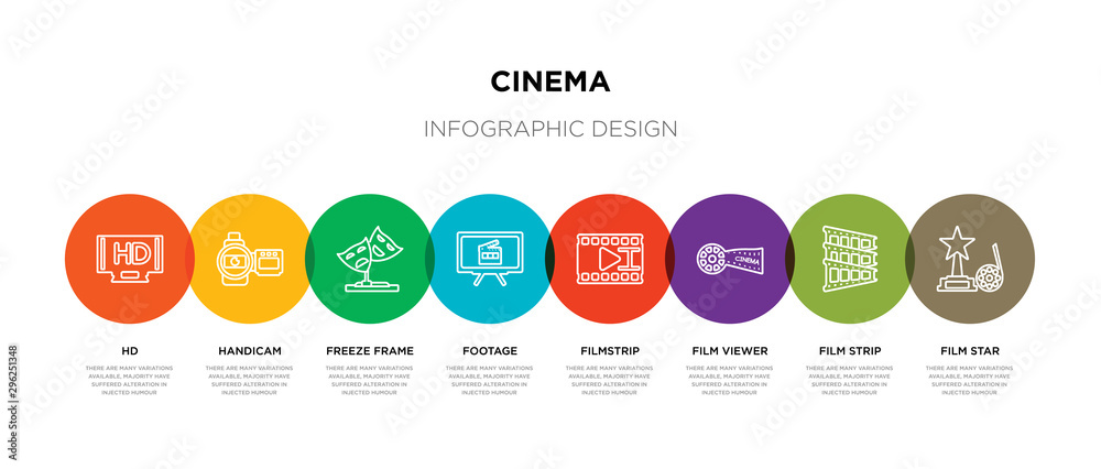 8 colorful cinema outline icons set such as film star, film strip, film viewer, filmstrip, footage, freeze frame, handicam, hd 8 colorful cinema outline icons set such as film star, film strip, film viewer, filmstrip, footage, freeze frame, handicam, hd