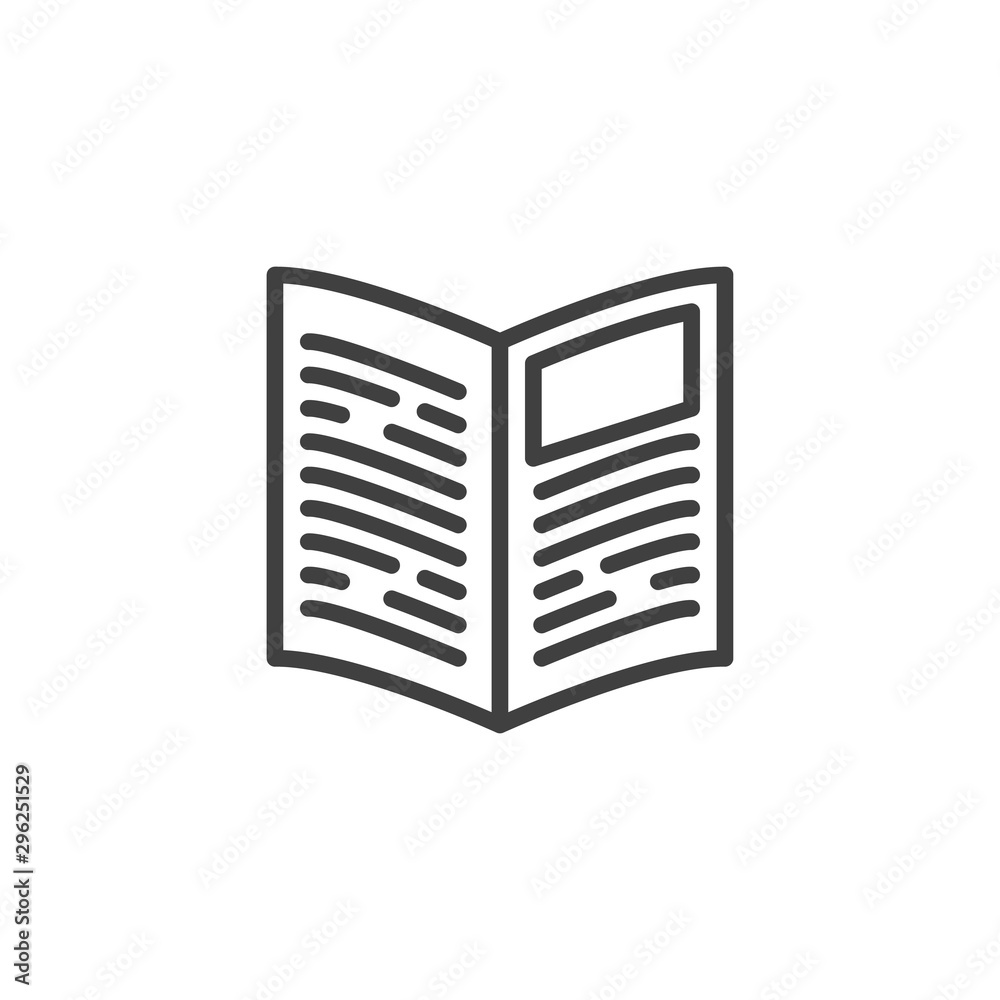 Newspaper reading line icon. linear style sign for mobile concept and web design. Open newspaper page outline vector icon. Symbol, logo illustration. Vector graphics Newspaper reading line icon. linear style sign for mobile concept and web design. Open newspaper page outline vector icon. Symbol, logo illustration. Vector graphics