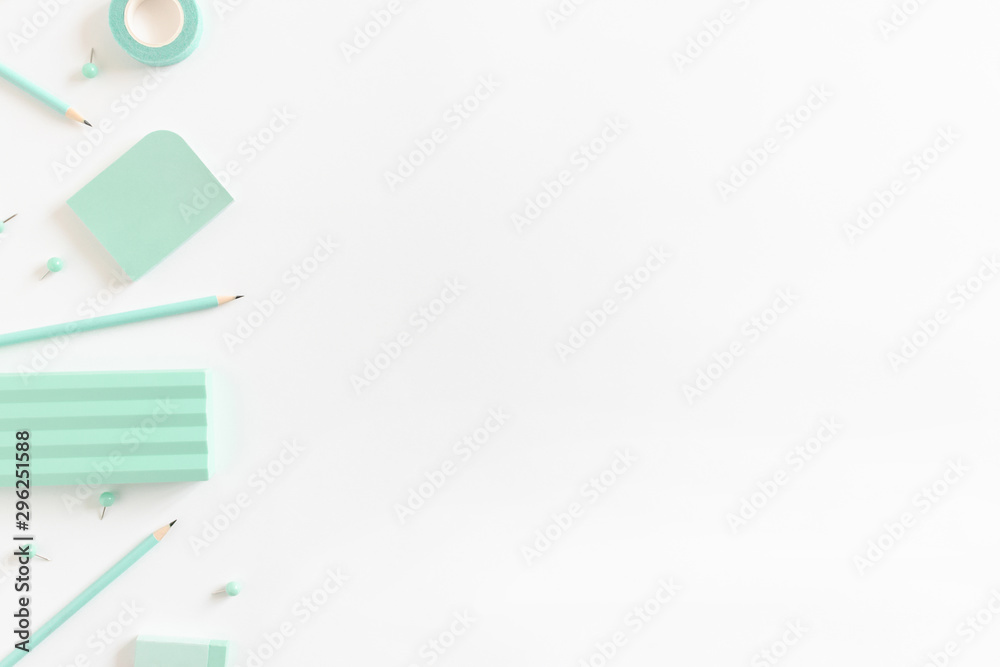 Border frame made of mint kit of stationery
