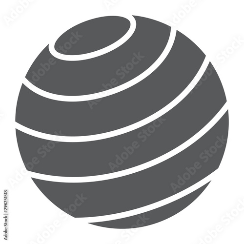 Gymnastic ball glyph icon, sport and equipment, fitness ball sign, vector graphics, a solid pattern on a white background.