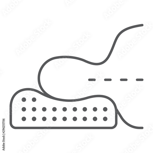 Orthopedic pillow thin line icon, medical and equipment, therapeutic pillow for seniors sign, vector graphics, a linear pattern on a white background.